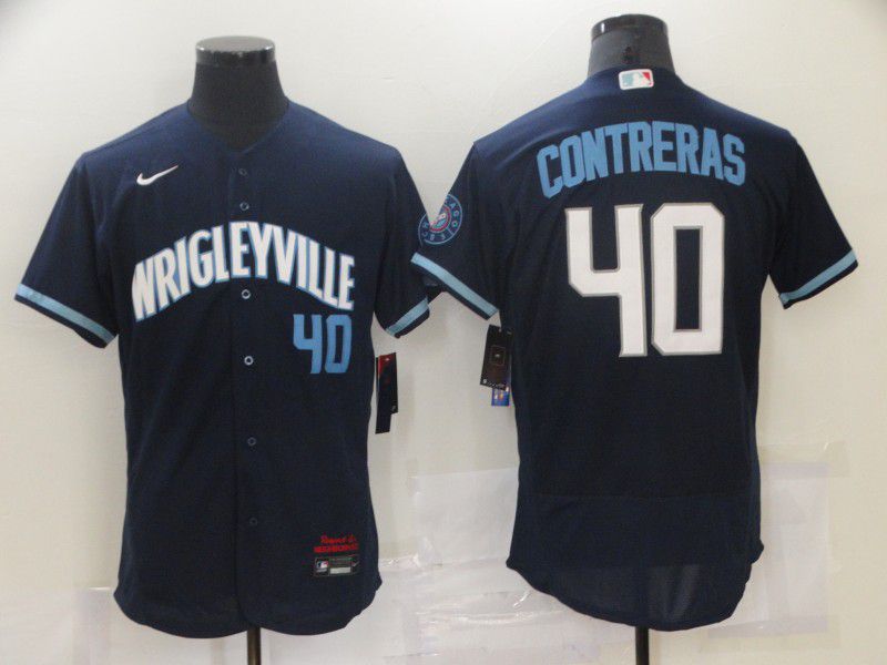 Men Chicago Cubs 40 Contreras City Edition Blue Elite Nike 2021 MLB Jersey